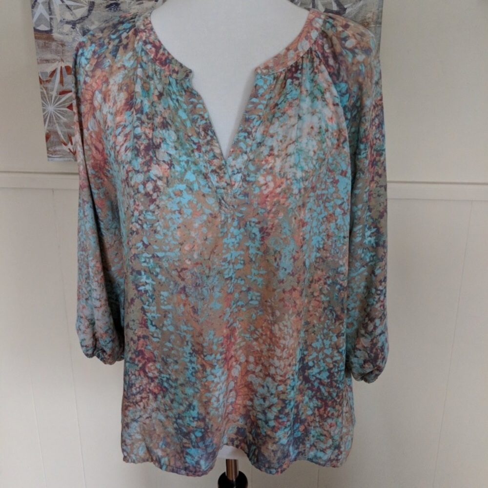 High Low Cynthia Rowley Pebbled Multicolor Blouse